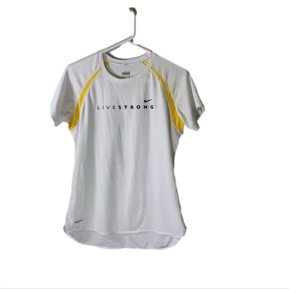 Nike Large‎ White and Yellow Livestrong Dri Fit Shirt - Picture 1 of 4